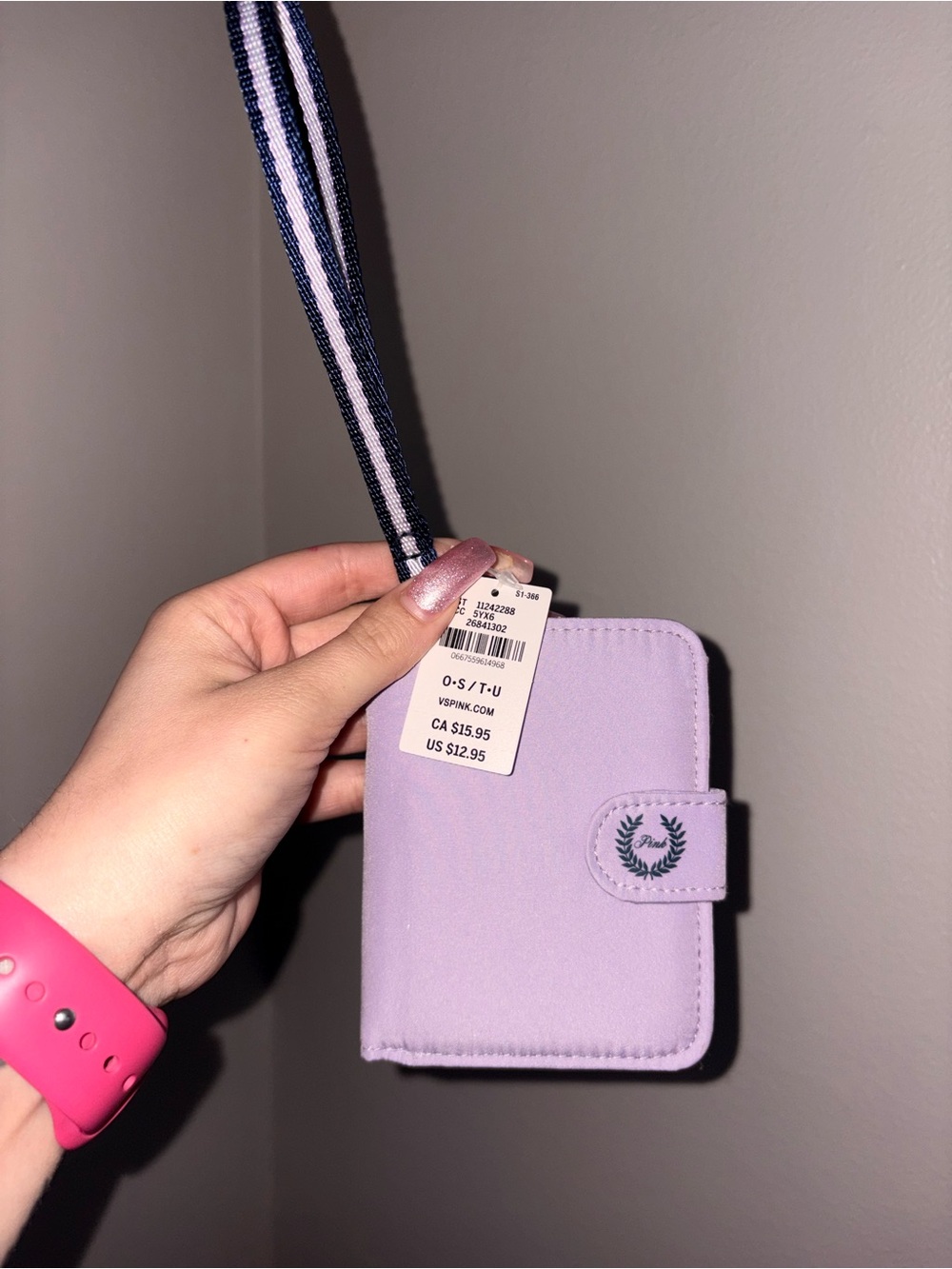PINK Victoria's Secret Lavender Card & Key Holder Wristlet